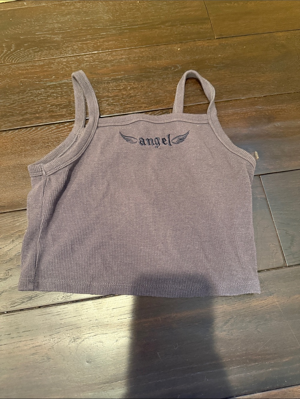 Angel Wing Ribbed Tank Top - Grey color